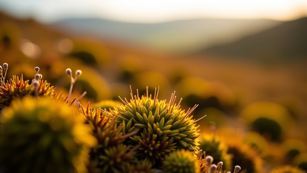Close-up of blanket bog vegetation and landscape detail on mountain plateau